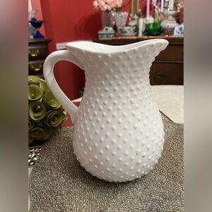 1-800 Flowers Hobnail Modern Ceramic Version Style 8” White Pitcher & Vase